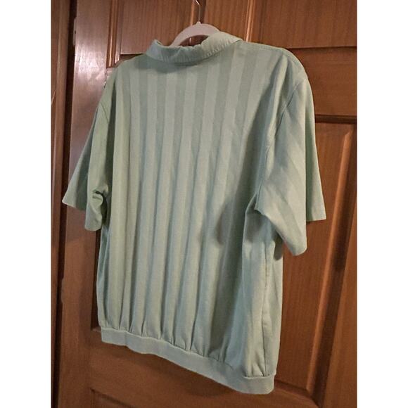 Mens VTG 70's Tropi-Cool Teal Green Pocket Casual Polo Short Sleeve Retro XLG TL - Picture 6 of 6